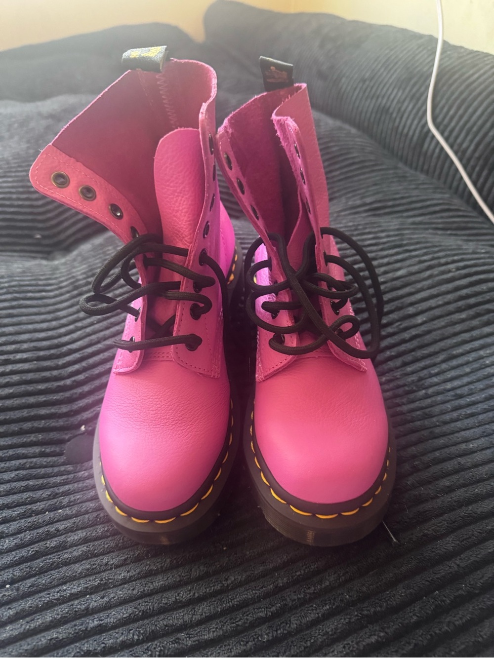 Dr. Martens Hot Pink Lace-Up Leather Boots size 5